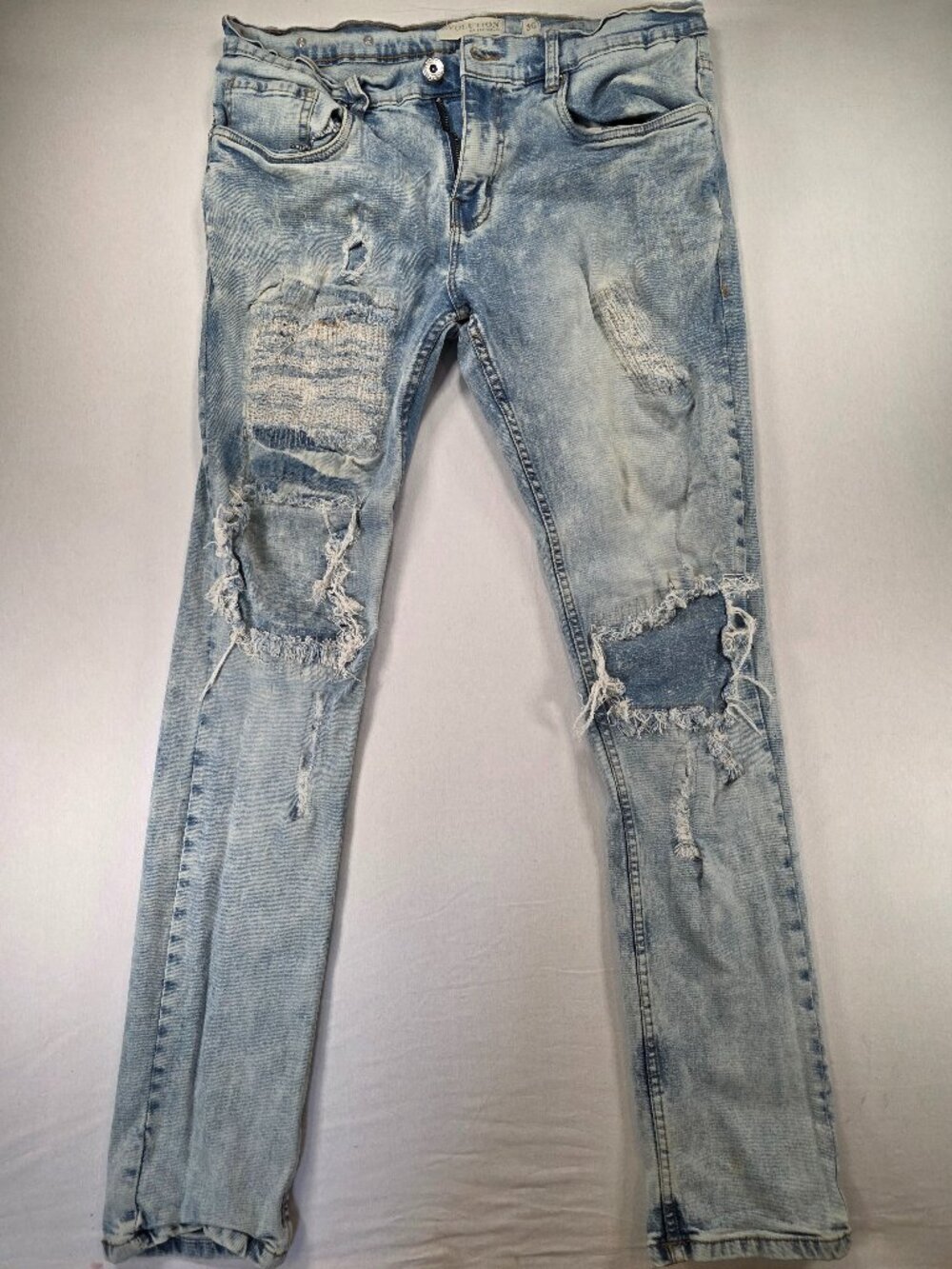 Evolution In Design Jeans Mens 36x32 Acid Wash Slim Fit Biker Grunge Distressed